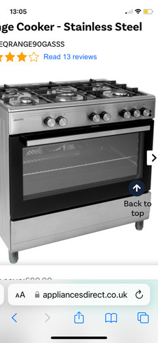 Bush dual 90cm cooker gas - dual,